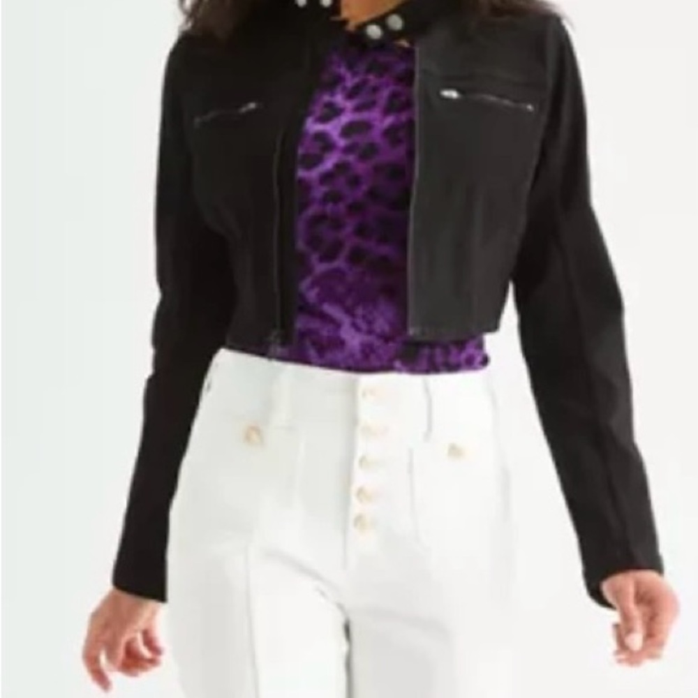 Bold Elements Dark-Wash Cropped Denim Jacket | Moto-Inspired Fit